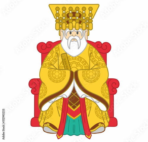 The Great Jade Emperor. Vector illustration. The great jade emperor is means ‘God’ in Taoism.