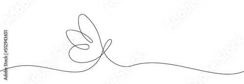Continuous one line drawing of a flying butterfly on a white background. Line art. Vector illustration
