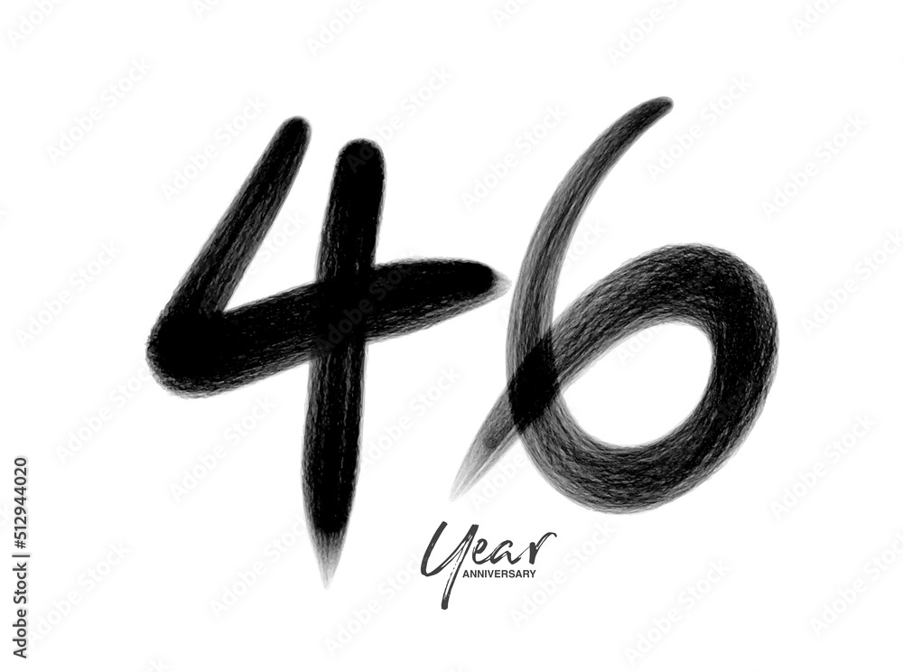 46 Years Anniversary Celebration Vector Template, 46 Years logo design, 46th birthday, Black Lettering Numbers brush drawing hand drawn sketch, number logo design vector illustration 46 Years Anniversary Celebration Vector Template, 46 Years logo design, 46th birthday, Black Lettering Numbers brush drawing hand drawn sketch, number logo design vector illustration