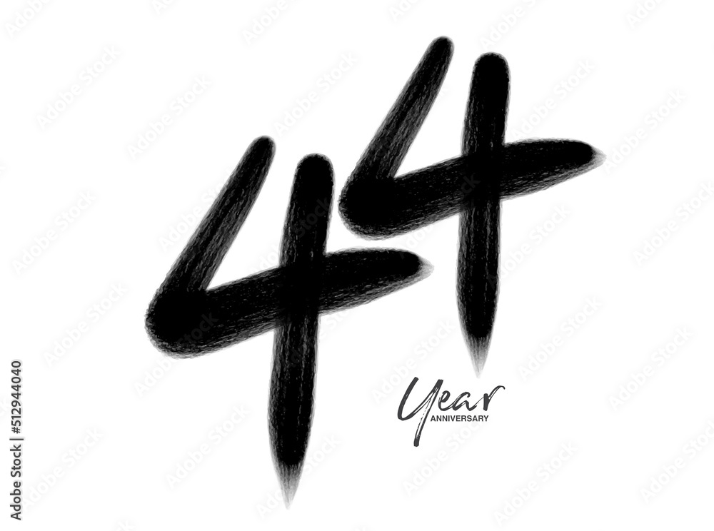 44 Years Anniversary Celebration Vector Template, 44 Years logo design, 44th birthday, Black Lettering Numbers brush drawing hand drawn sketch, number logo design vector illustration 44 Years Anniversary Celebration Vector Template, 44 Years logo design, 44th birthday, Black Lettering Numbers brush drawing hand drawn sketch, number logo design vector illustration