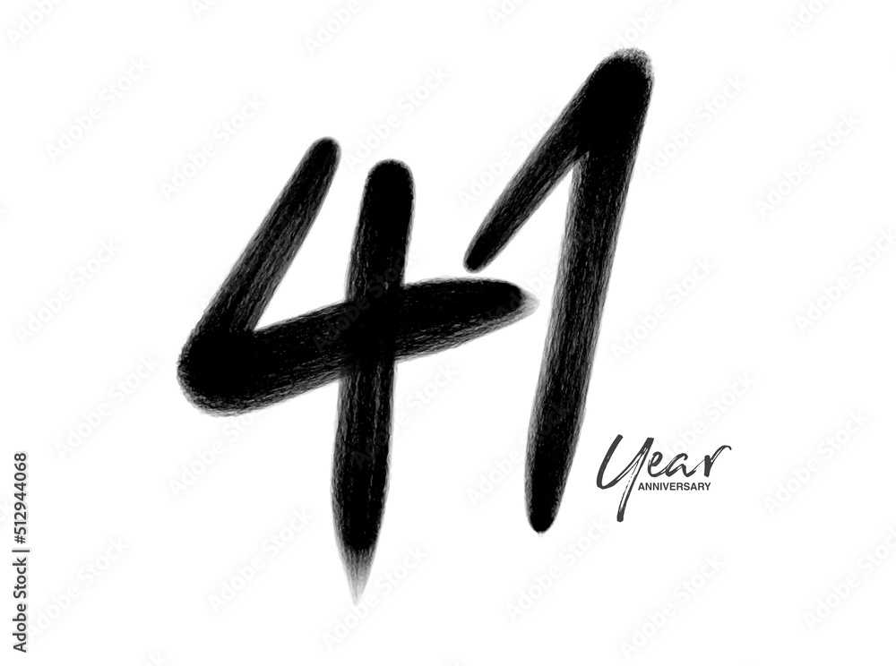 41 Years Anniversary Celebration Vector Template, 41 Years logo design, 41th birthday, Black Lettering Numbers brush drawing hand drawn sketch, number logo design vector illustration 41 Years Anniversary Celebration Vector Template, 41 Years logo design, 41th birthday, Black Lettering Numbers brush drawing hand drawn sketch, number logo design vector illustration