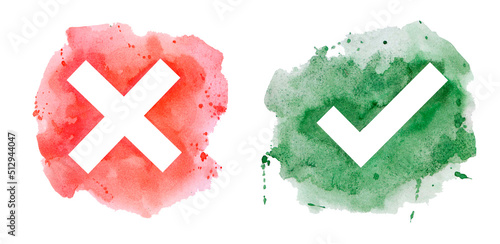 no and ok marc painted with watercolor on white background