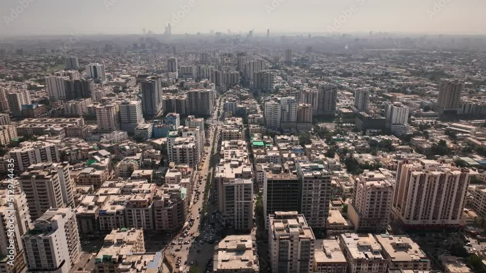 Aerial view of Karachi city fully develop with high sky scrapper and ...