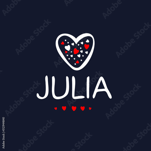 Julia Calligraphy female name, Vector illustration. photo