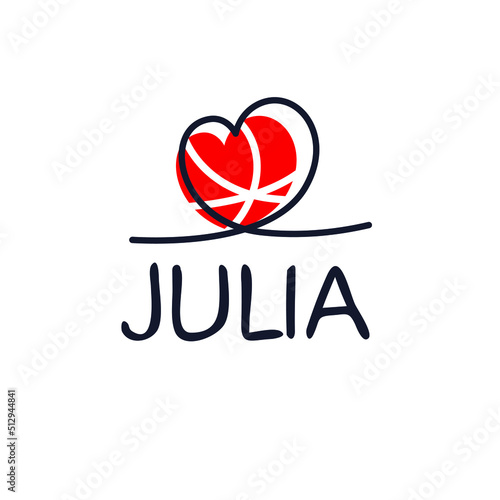 Julia Calligraphy female name, Vector illustration. photo