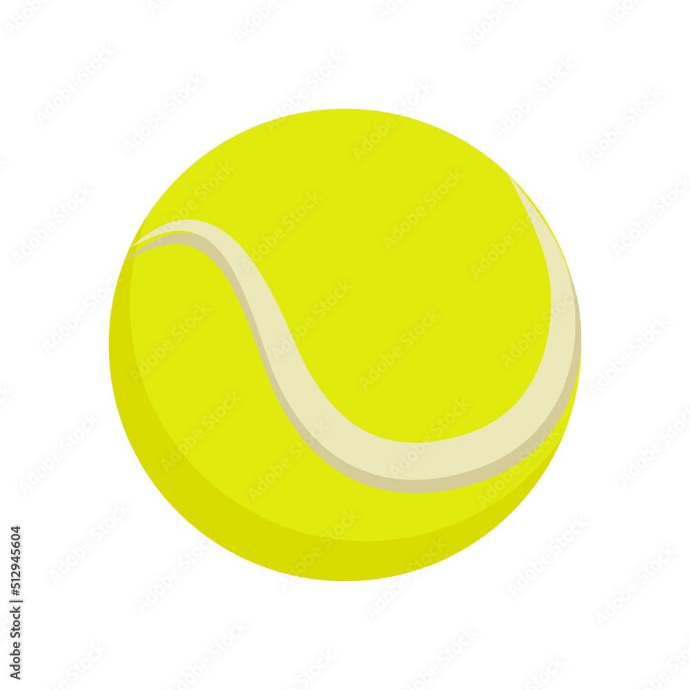 Tennis ball in cartoon style close up isolated on background. Design element template for banner, sport advertising and apps Tennis ball in cartoon style close up isolated on background. Design element template for banner, sport advertising and apps