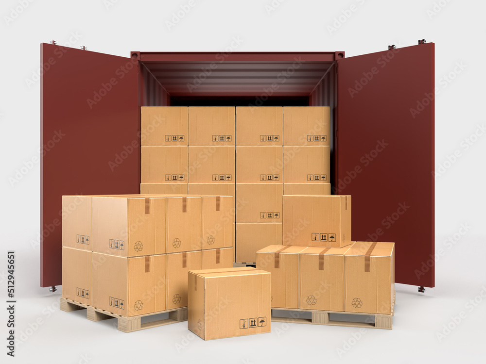Cargo shipping transportation logistic service stacked with phone. package delivery in the online e-commerce business. 3D rendering Cargo shipping transportation logistic service stacked with phone. package delivery in the online e-commerce business. 3D rendering