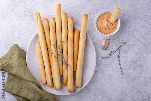 Billede på lærred Italian grissini, traditional appetizer breadstick