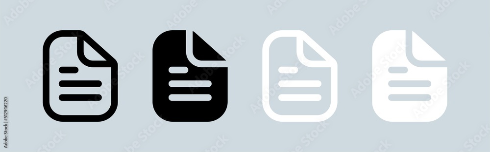 Document icon in black and white colors. Folded written paper vector icon. Document icon in black and white colors. Folded written paper vector icon.