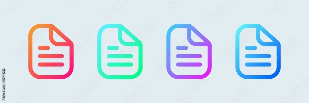 Document line icon in gradient colors. Folded written paper vector icon. Document line icon in gradient colors. Folded written paper vector icon.