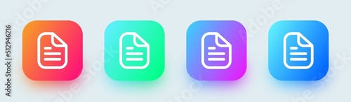 Document line icon in square gradient colors. Folded written paper vector icon.