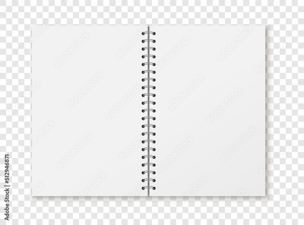 Mockup blank open notebook isolated on white background. Template spiral copybook or organizer. Mockup blank open notebook isolated on white background. Template spiral copybook or organizer.