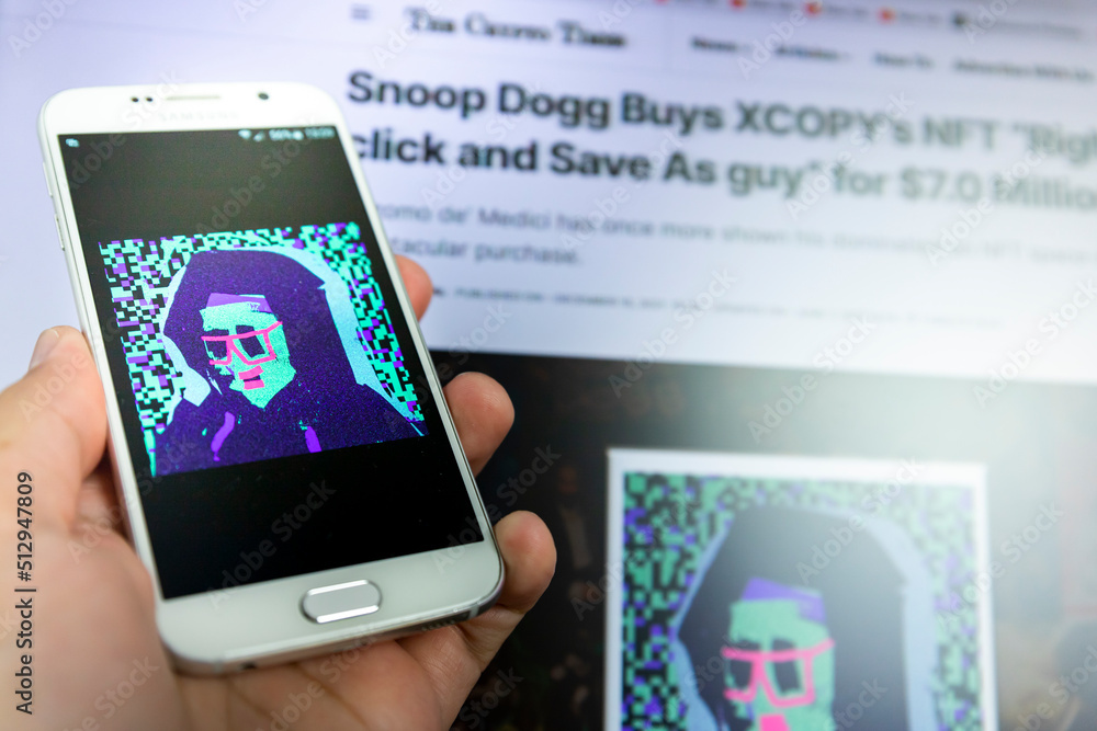 Belgrade, Serbia Jun 23, 2022 XCOPY, Rightclick and Save As guy NFT