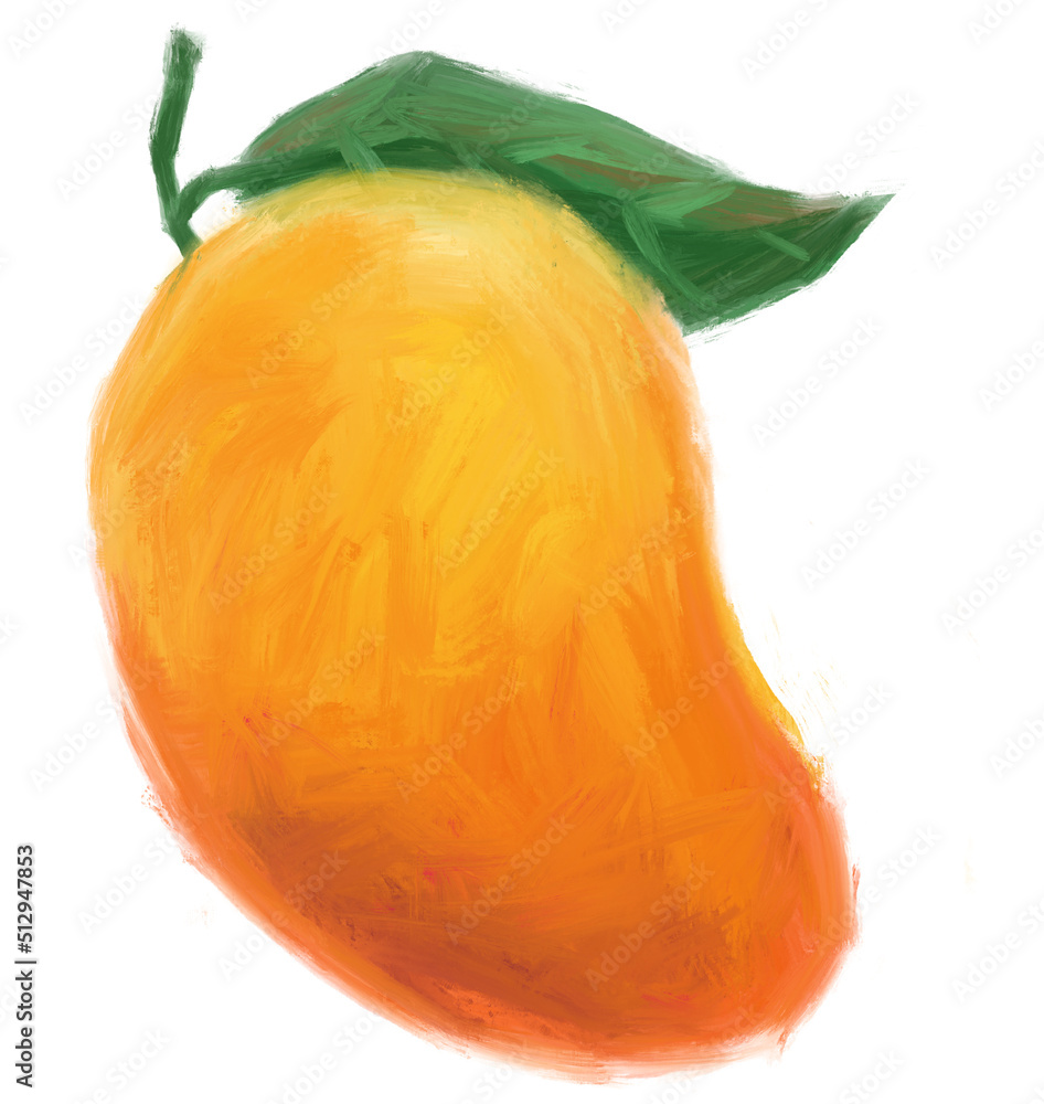 Mexican red mango Fruit digital hand organic oil painting brush texture  illustration ilustração do Stock | Adobe Stock