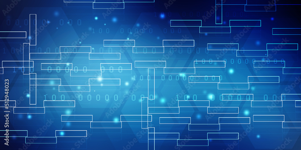 2d illustration abstract digital binary data on computer screen