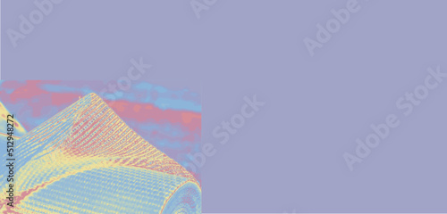 Cover layout (signboard, banner, flyer) with a roll of fiberglass in neon color. Space for copy text. Vector.