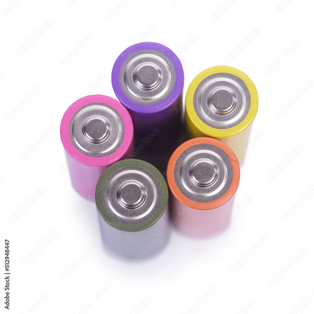 Group of colorful batteries Group of colorful batteries