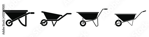 Wheelbarrow icon vector set. garden tool illustration sign collection. Agriculture cart symbol.