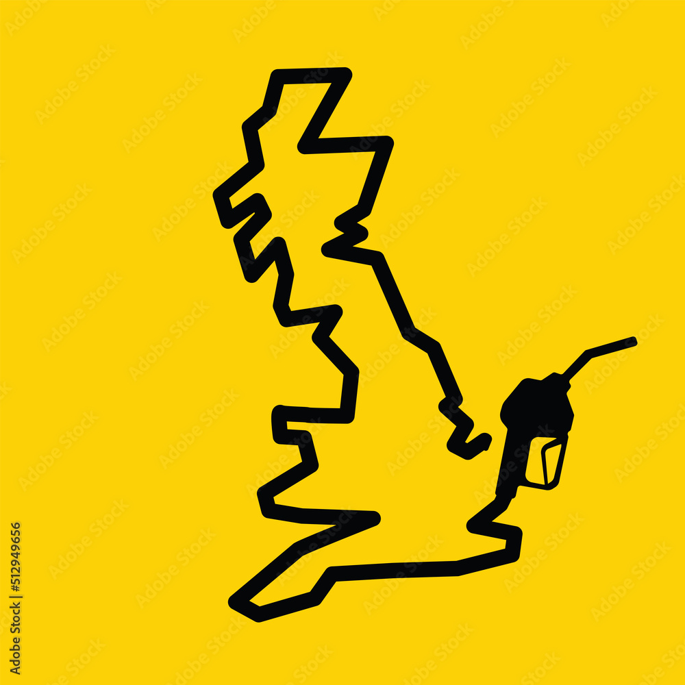 Outline map of united kingdom made from a petrol gas pump Outline map of united kingdom made from a petrol gas pump