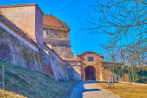 The medieval gates to Spilberk Castle in Brno, Czech Republic