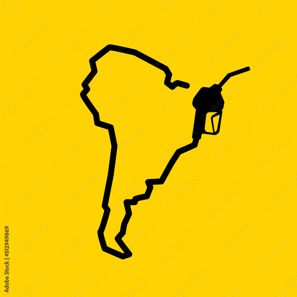 Outline map of south america made from a petrol gas pump