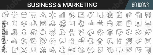 Business and marketing line icons collection. Big UI icon set in a flat design. Thin outline icons pack. Vector illustration EPS10 © stas111