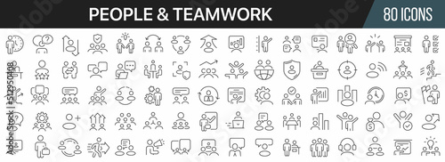 People and teamwork line icons collection. Big UI icon set in a flat design. Thin outline icons pack. Vector illustration EPS10