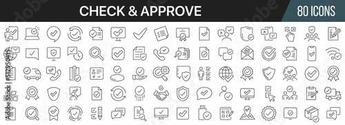 Check and approve line icons collection. Big UI icon set in a flat design. Thin outline icons pack. Vector illustration EPS10 © stas111