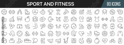 Sport and fitness line icons collection. Big UI icon set in a flat design. Thin outline icons pack. Vector illustration EPS10