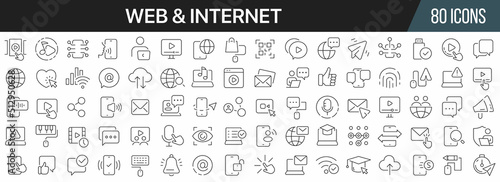 Web and internet line icons collection. Big UI icon set in a flat design. Thin outline icons pack. Vector illustration EPS10