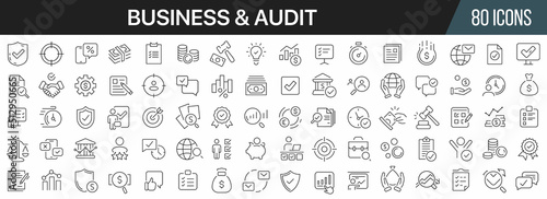 Audit and business line icons collection. Big UI icon set in a flat design. Thin outline icons pack. Vector illustration EPS10 © stas111