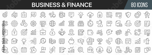 Finance and business line icons collection. Big UI icon set in a flat design. Thin outline icons pack. Vector illustration EPS10 © stas111