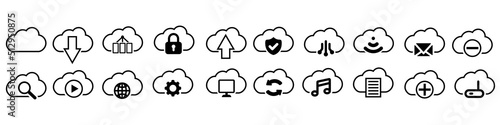 Set of cloud vector icon. cloud servis icon illustration. It contains symbols to upload, download, link and more. photo