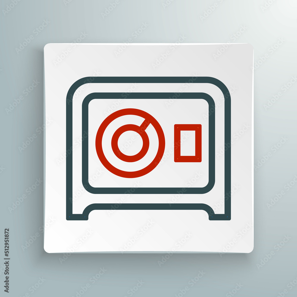 Line Safe icon isolated on white background. The door safe a bank vault with a combination lock. Reliable Data Protection. Colorful outline concept. Vector Line Safe icon isolated on white background. The door safe a bank vault with a combination lock. Reliable Data Protection. Colorful outline concept. Vector