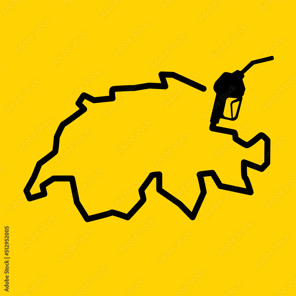 Outline map of switzerland made from a petrol gas pump Outline map of switzerland made from a petrol gas pump