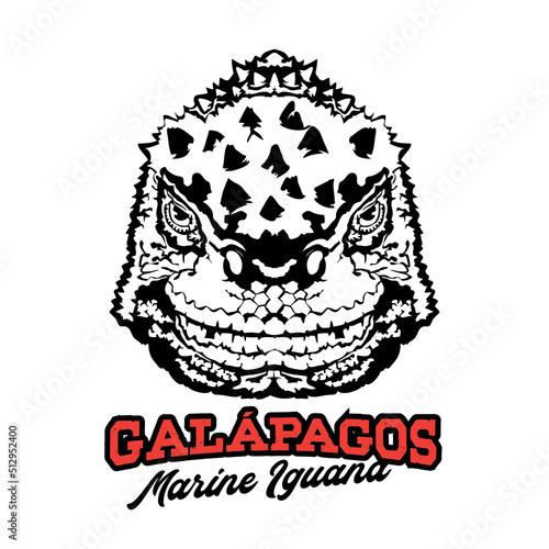 Marine iguana face vector illustration in decorative style, perfect for tshirt design and mascot logo