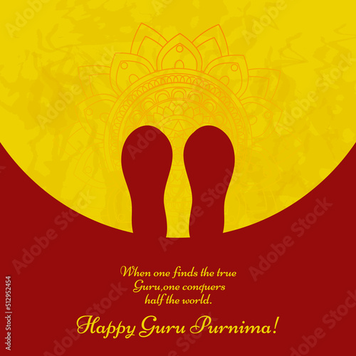Happy guru Purnima greeting card design with beautiful wishes.