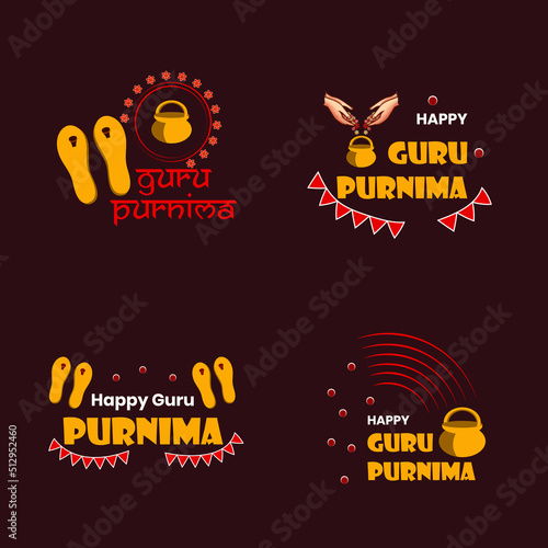 Illustration of Happy Guru Purnima Badges set.