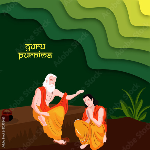 Beautiful Green night laser cut design pattern. Guru gives blessing to his shishya. Happy Guru Purnima.
