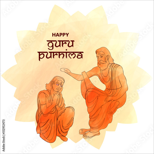 Watercolor brush vector creative illustration for the Day of honoring Happy Guru Purnima.