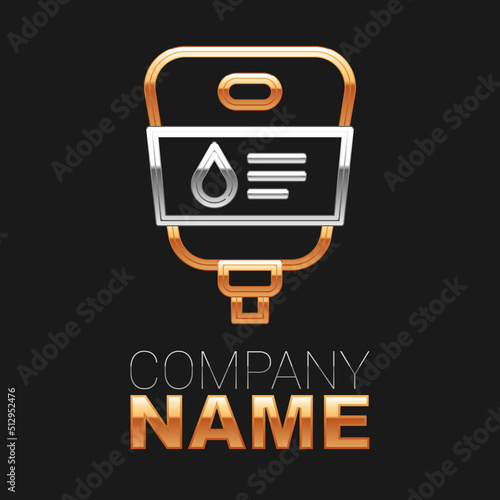 Line IV bag icon isolated on black background. Blood bag. Donate blood concept. The concept of treatment and therapy, chemotherapy. Colorful outline concept. Vector