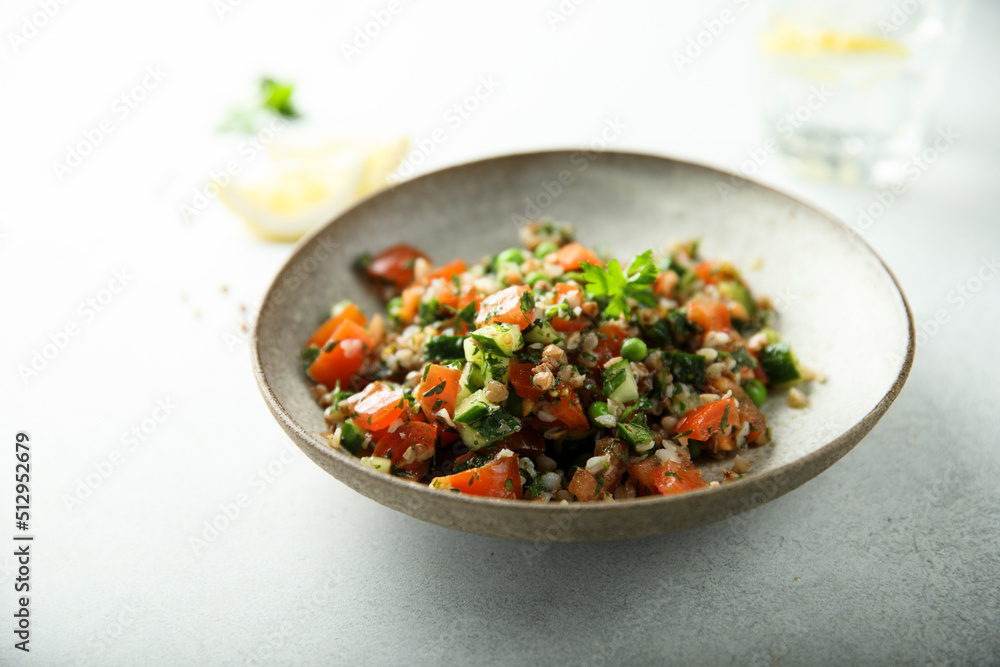 Healthy buckwheat salad with vegetables Healthy buckwheat salad with vegetables