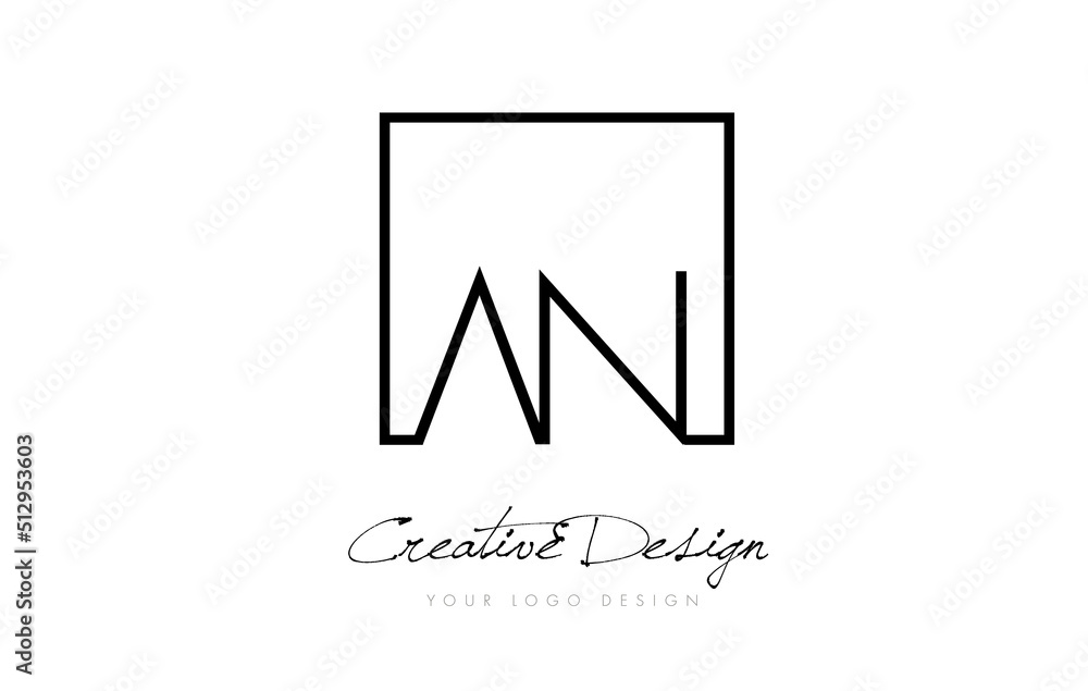 AN Square Frame Letter Logo Design with Black and White Colors. AN Square Frame Letter Logo Design with Black and White Colors.