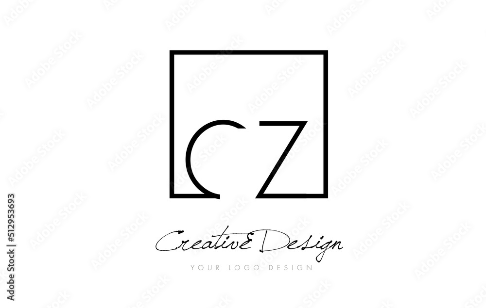 CZ Square Frame Letter Logo Design with Black and White Colors. CZ Square Frame Letter Logo Design with Black and White Colors.
