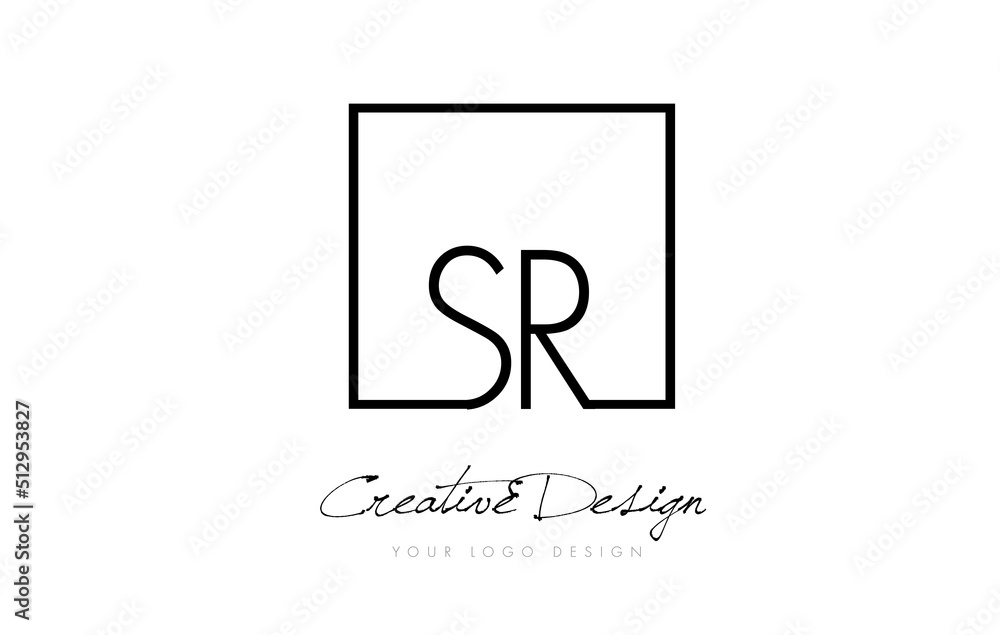 SR Square Frame Letter Logo Design with Black and White Colors. SR Square Frame Letter Logo Design with Black and White Colors.