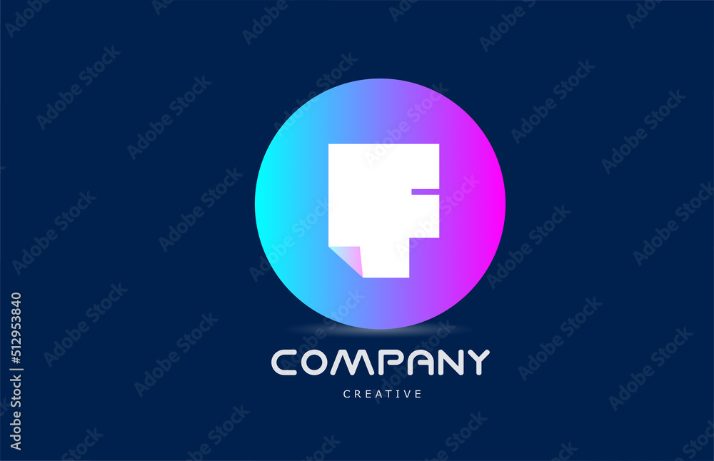 pink blue F geometric alphabet letter logo icon design with folded ...