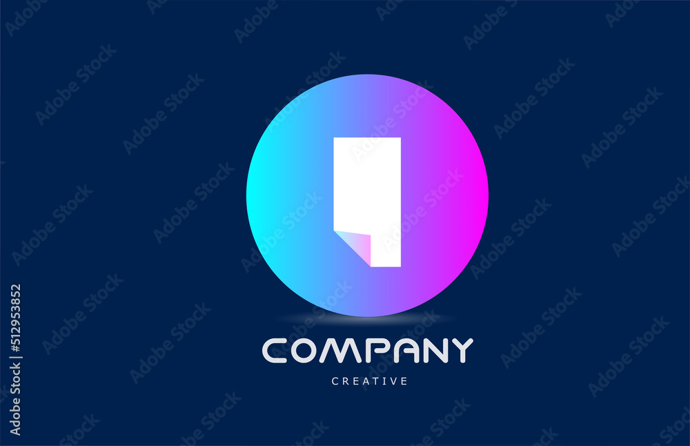pink blue I geometric alphabet letter logo icon design with folded corner. Template for company pink blue I geometric alphabet letter logo icon design with folded corner. Template for company