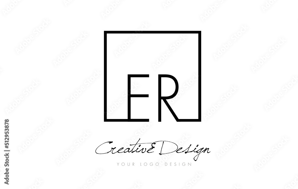 Fototapeta premium ER Square Frame Letter Logo Design with Black and White Colors.