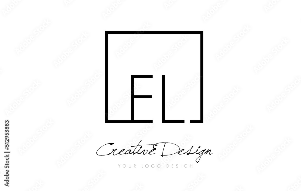 EL Square Frame Letter Logo Design with Black and White Colors. EL Square Frame Letter Logo Design with Black and White Colors.