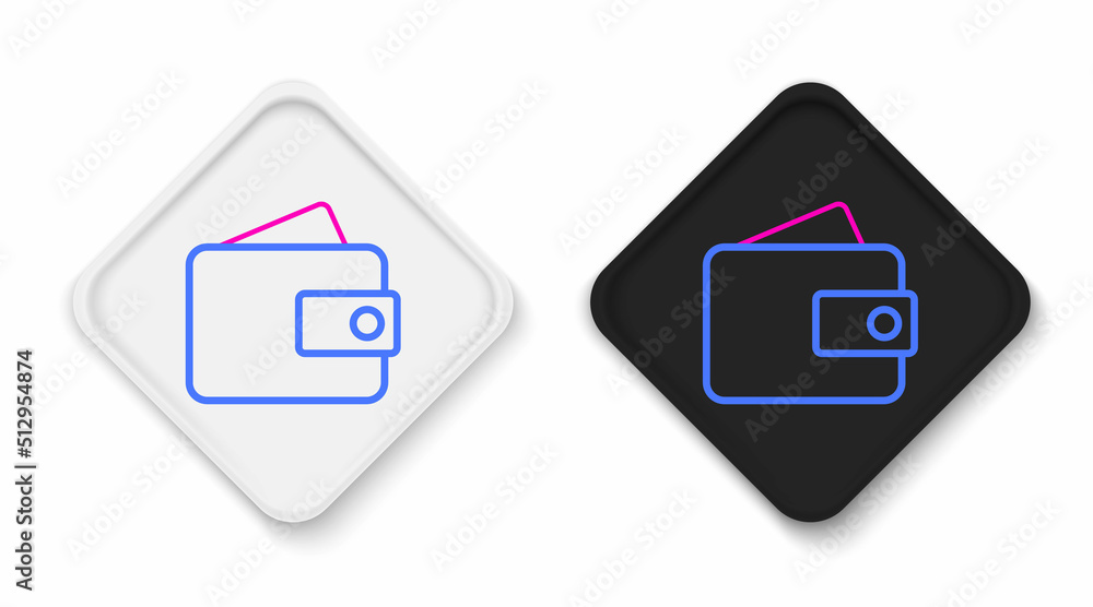 Line Wallet icon isolated on white background. Purse icon. Cash savings symbol. Colorful outline concept. Vector Line Wallet icon isolated on white background. Purse icon. Cash savings symbol. Colorful outline concept. Vector